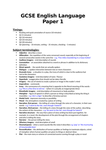 AQA GCSE English Language Paper 1 Revision Guide