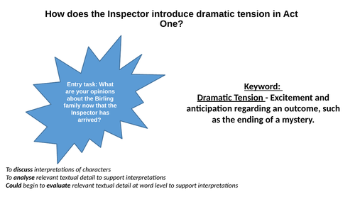 An Inspector Calls: How does the Inspector introduce dramatic tension in Act One?