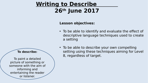 Writing to Describe - English Language Paper 1 Section B