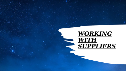 Working with suppliers