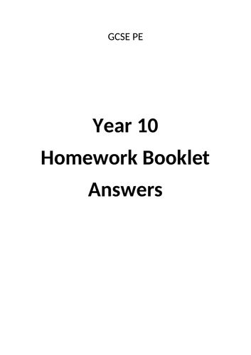 Year 10 GCSE PE Homework Booklet