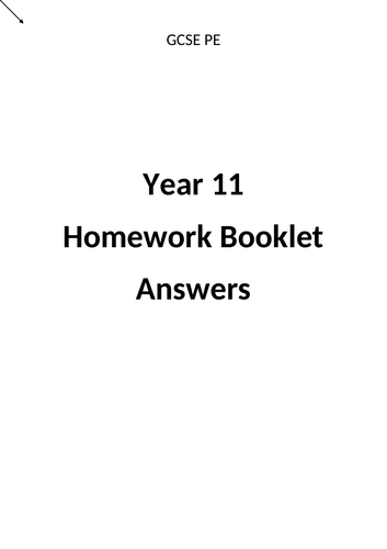 Year 11 GCSE PE Homework Booklet