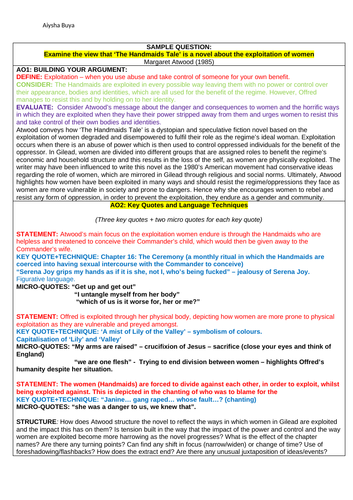 Exploitation in The Handmaids Tale