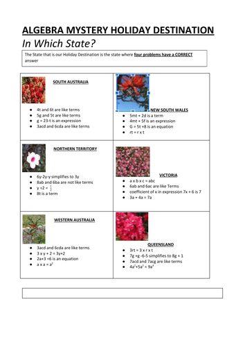 Algebra Holiday Destination