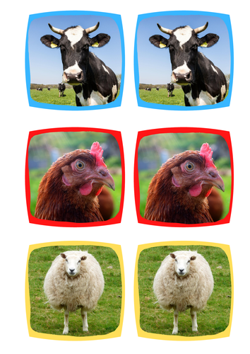 Farm Animals Matching Cards (memory)