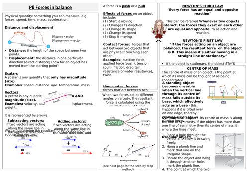 P8 Forces in balance Knowledge Organiser