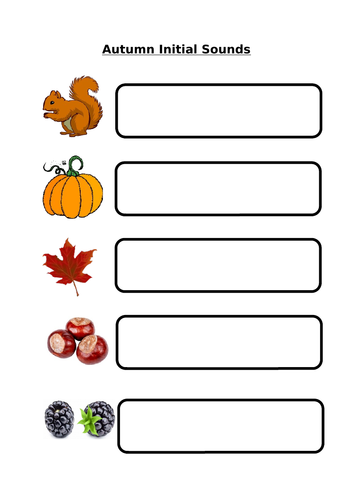 Autumn Writing - Initial Sounds + Simple Sentences + Descriptions