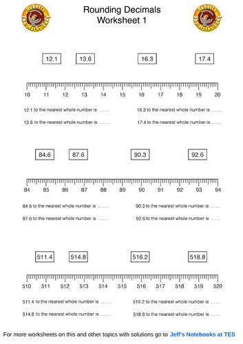 Rounding Decimals Worksheets