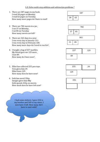 Multi-step add and subtract word problems