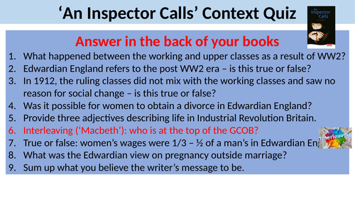 'An Inspector Calls': two context quizzes with answers
