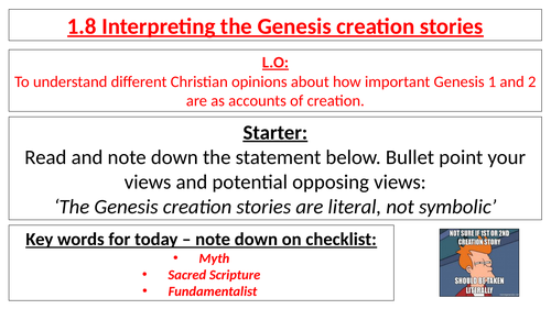 AQA B GCSE - 1.8 Interpreting the Genesis creation stories