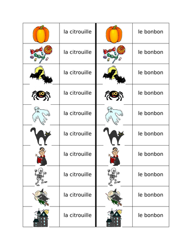 Halloween in French Dominoes