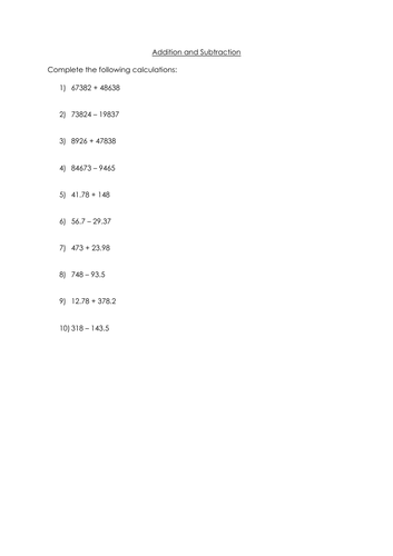 Written Addition and Subtraction Double Lesson