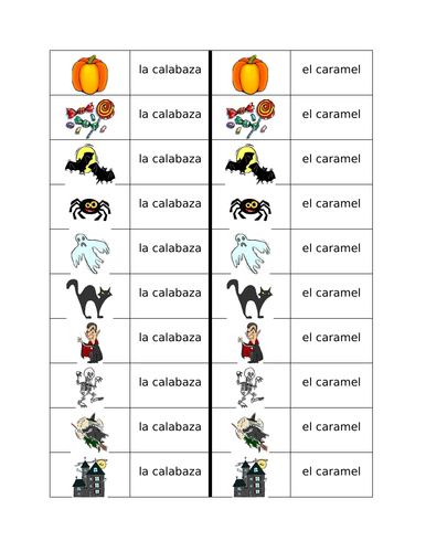 Halloween in Spanish Dominoes