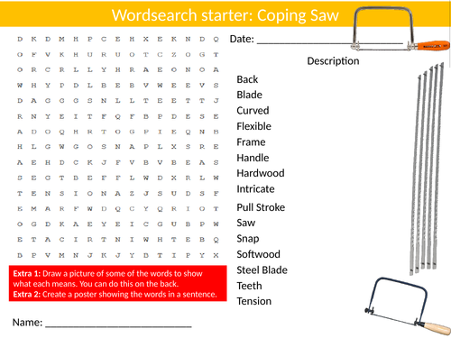 Coping Saws Wordsearch Puzzle Sheet Keywords Settler Starter Cover ...
