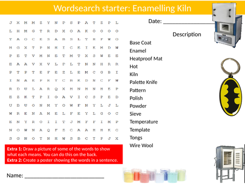 Enamelling Mini Kiln Wordsearch Puzzle Sheet Keywords Settler Starter ...