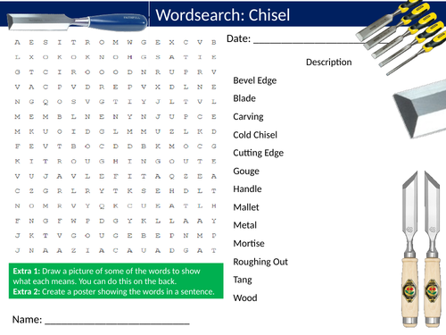 The Chisel Tool Wordsearch Puzzle Sheet Keywords Settler Starter Cover ...