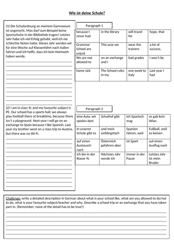 Schule text puzzles - GCSE translation + writing