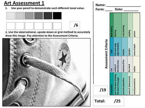 Art Assessment Drawing Worksheet Baseline Test