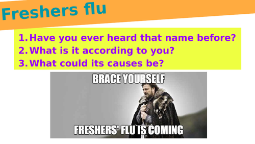 PSHE - Meningitis and freshers' flu