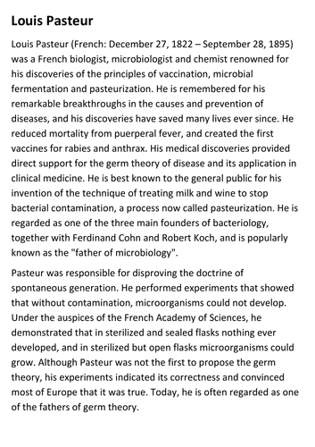 Louis Pasteur Handout