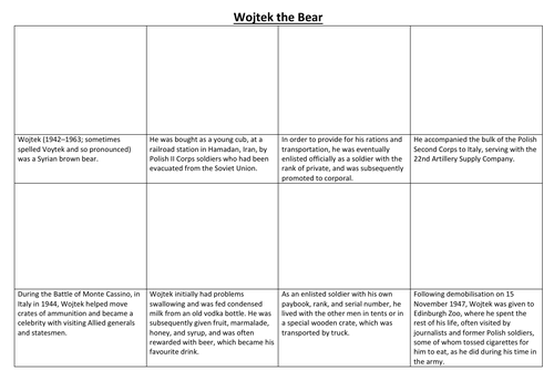 Wojtek the Bear Comic Strip and Storyboard