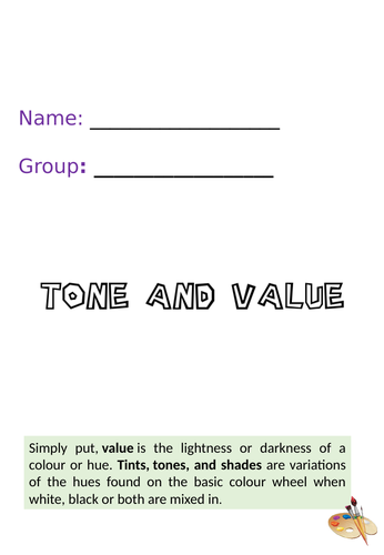 Tone and Value Activity Art Booklet | Teaching Resources