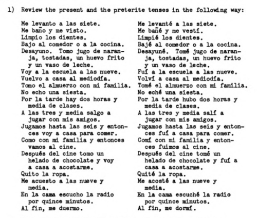 Spanish 1,2 - Spanish grammar - "Preterite and Present" comparison