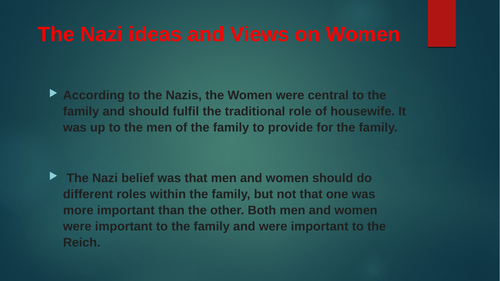 Nazi's  view and their Policies on Women
