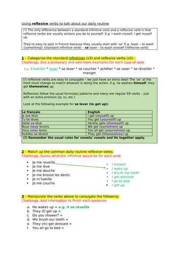 Expo 3 rouge/ GCSE French grammar - Using reflexive verbs to describe daily routine - PAST/PRESENT