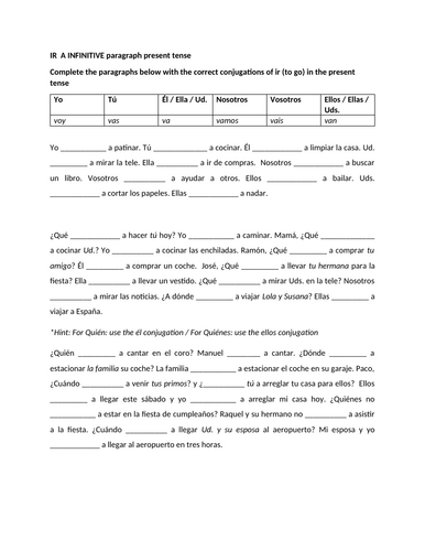 Ir a infinitive paragraph