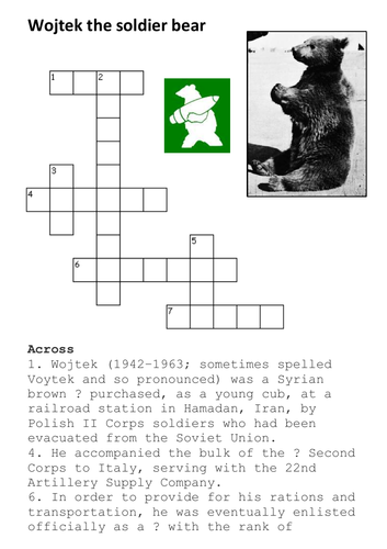 Wojtek the Soldier Bear Crossword