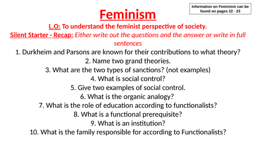 AQA GCSE Sociology - Feminism
