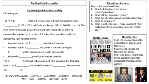 AQA GCSE Sociology - New Right