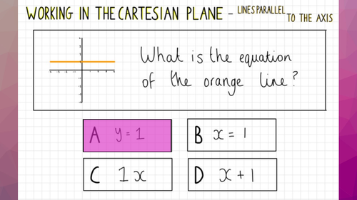 Lines parallel to the axis Quiz - White Rose Maths (Working in the Cartesian Plane Year 8)
