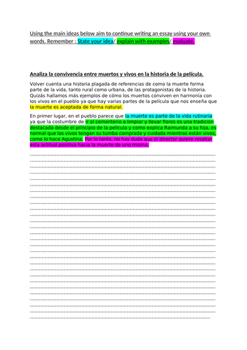 Essay practise Volver