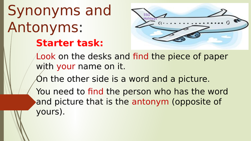 Synonyms and Antonyms Lesson - KS2