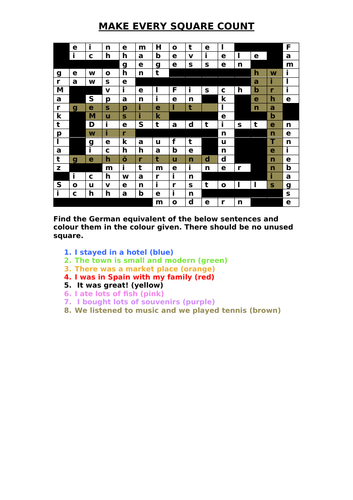 stimmt 2 - worksheet chapter 1 - make every square count