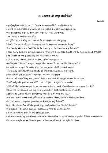 Poem - Is Santa in my Bubble?