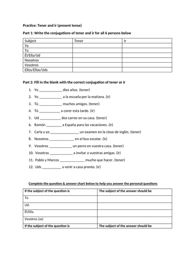 Practice tener and ir