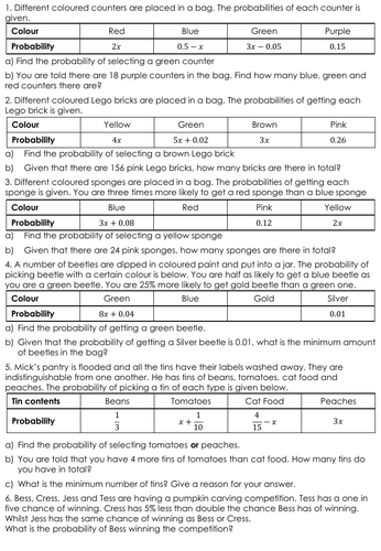 Probabilities from tables