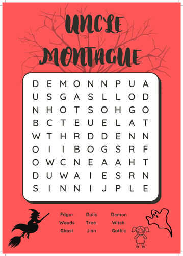 Uncle Montague's Tales of Terror Lesson Starter:  Word Search