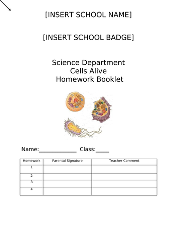 Science Homework Booklet - Cells