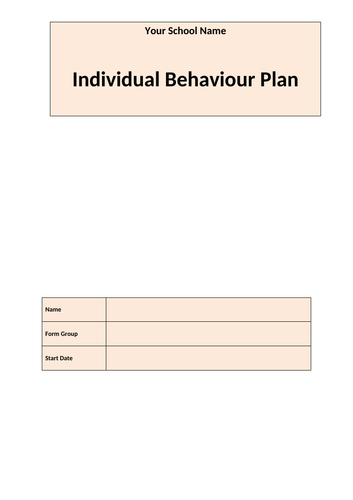 SEN - Behaviour Plan/Tracker