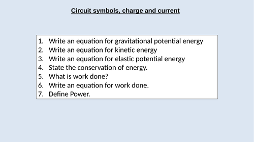 4.2.1.1 Standard circuit diagram symbols - GCSE - AQA | Teaching Resources