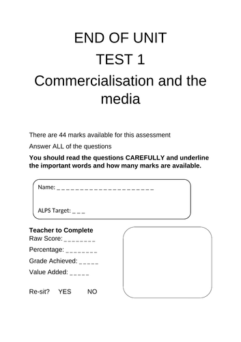 OCR PE GCE A LEVEL COMMERCIALISATION AND THE MEDIA