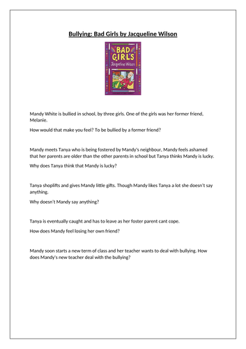 Bullying resource - Bad Girls by Jaqueline Wilson