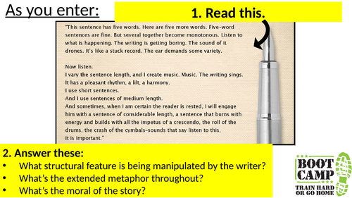 AO6 Spag: Comma boot camp AQA English Language Paper 2