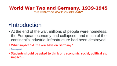 The Impact of  World War 11 on Germany