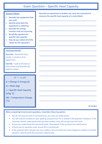 Specific Heat Capacity - Practical Pack